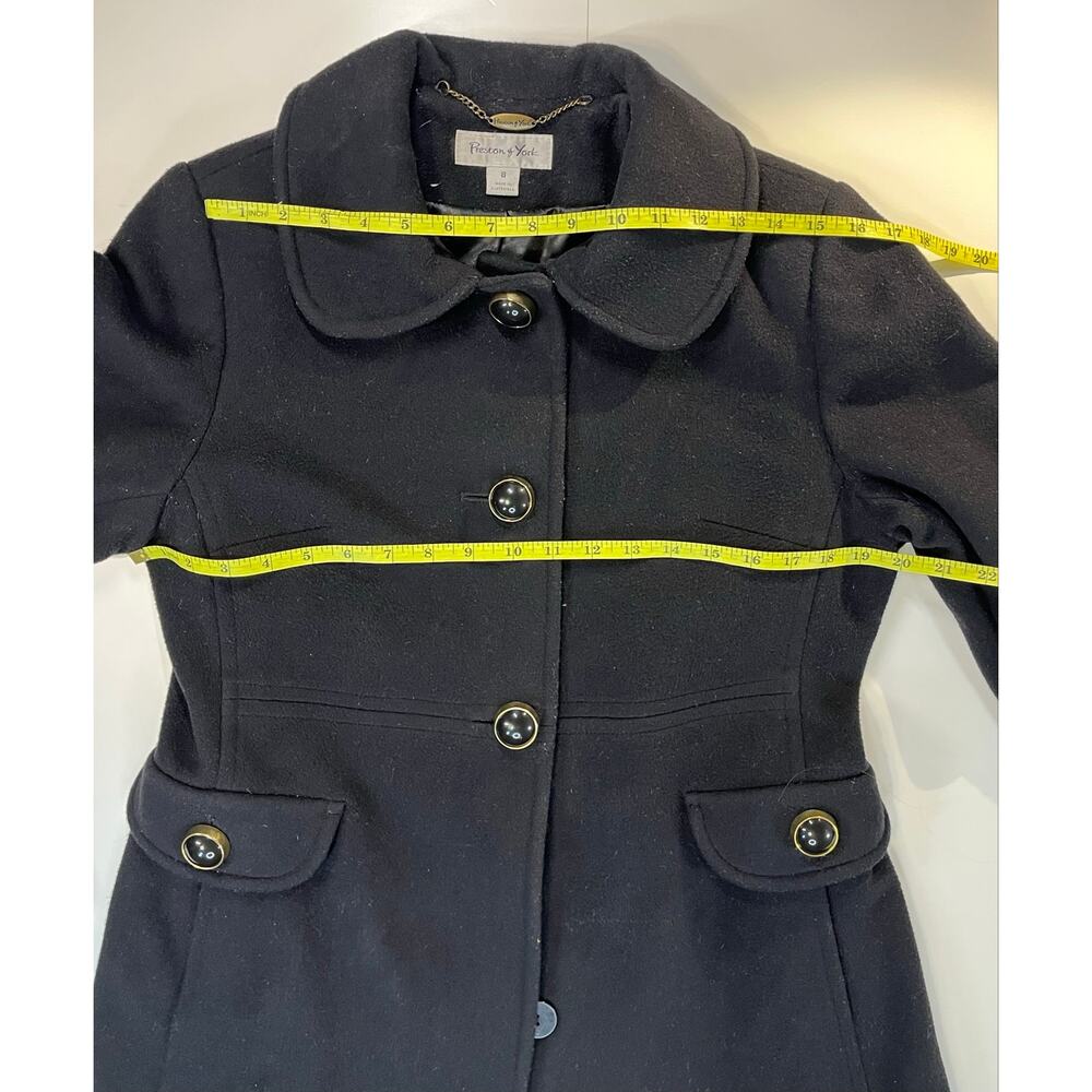 Preston & York Y2K Wool Cashmere Coat Women’s Sz 8 Black Gold Button Tailored - Picture 5 of 9